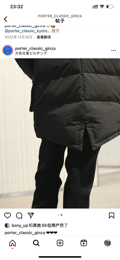 porter classic weather down military coat