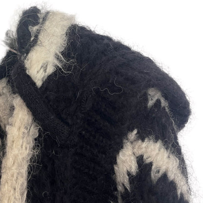 YSL Black White Striped Hooded Cardigan