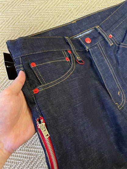 fenom x affa red embroidered denim pants