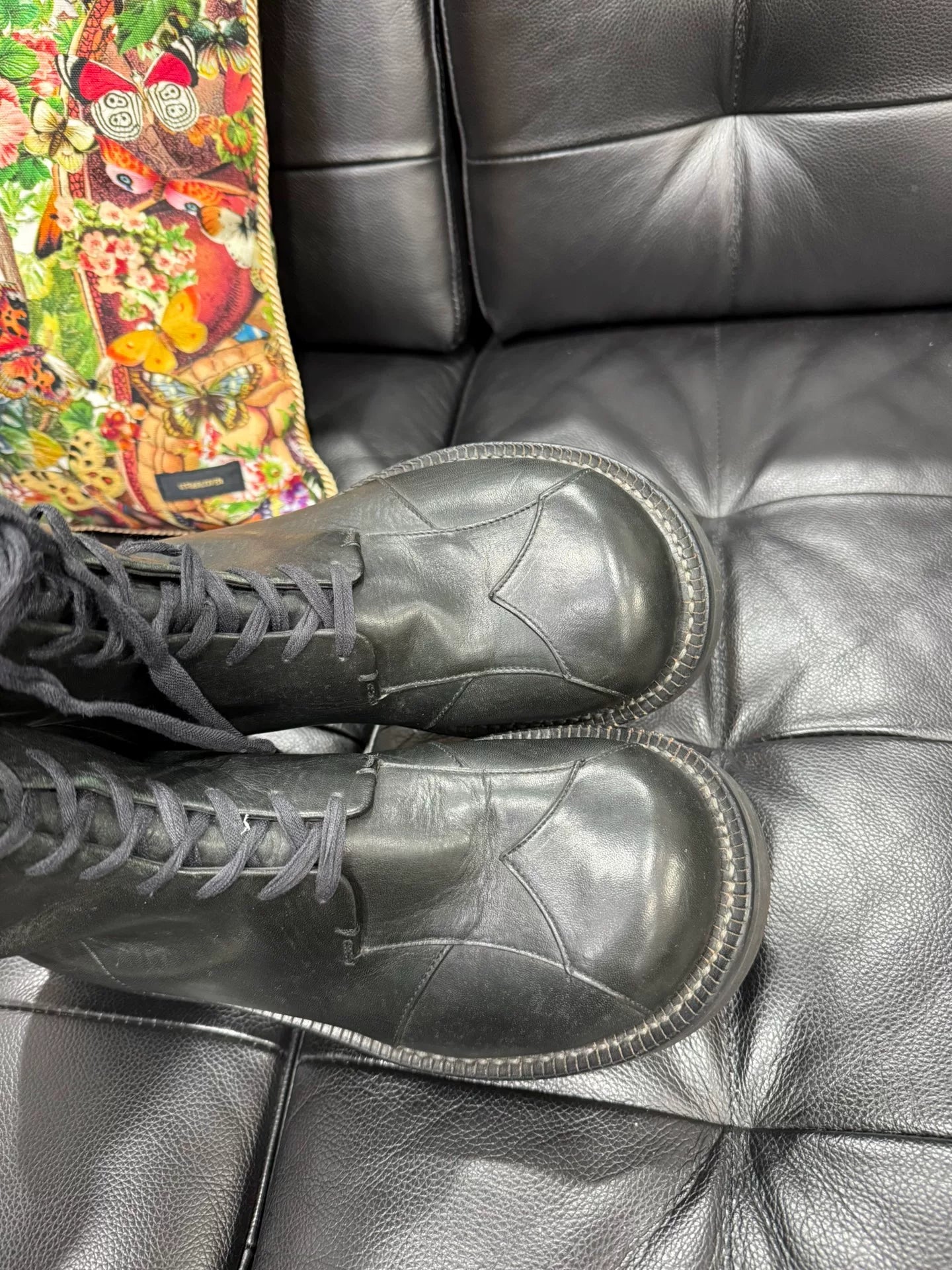 thick sole black boots for UK size 8