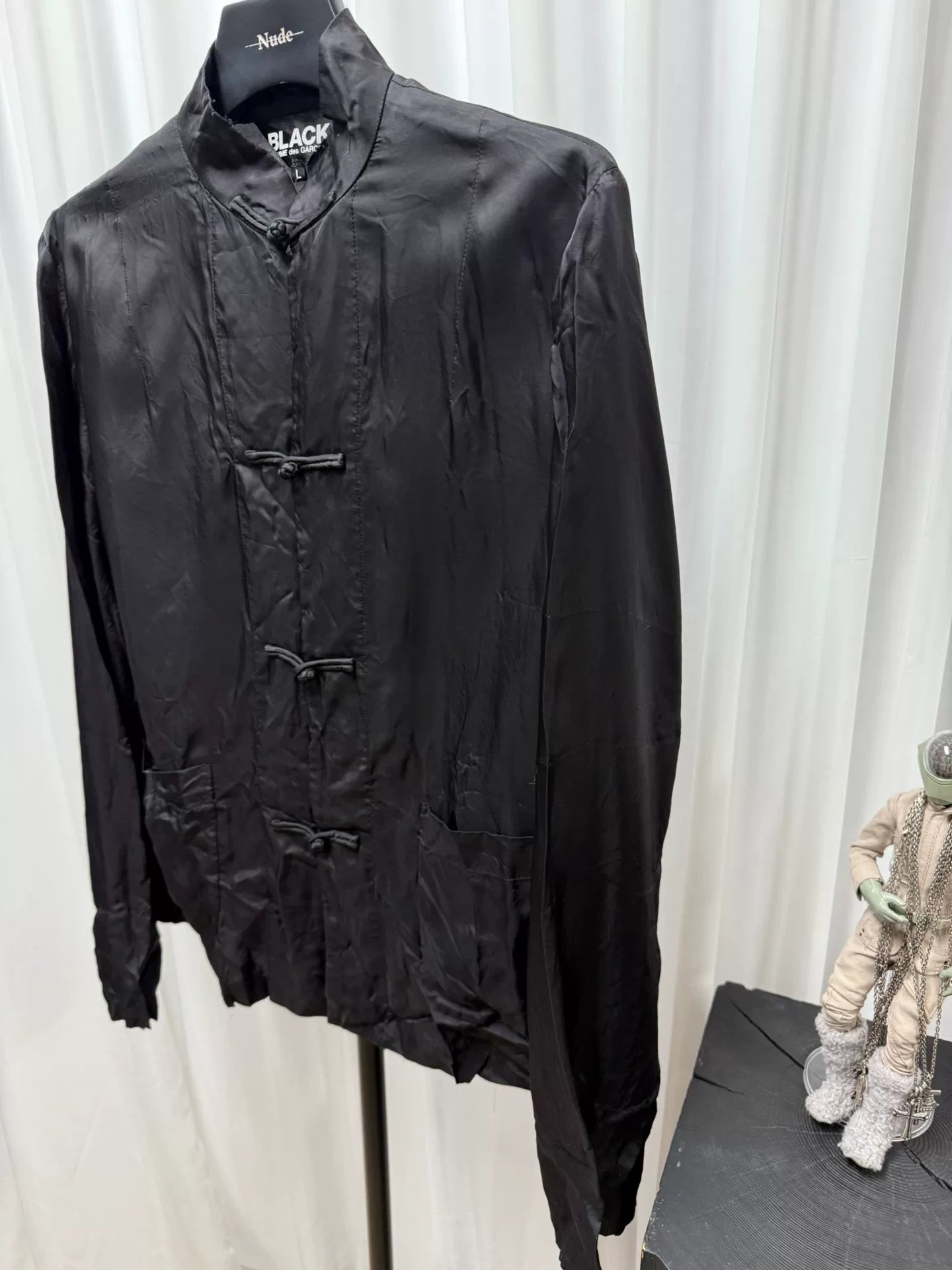 comme des garcons black silk embroidered jacket