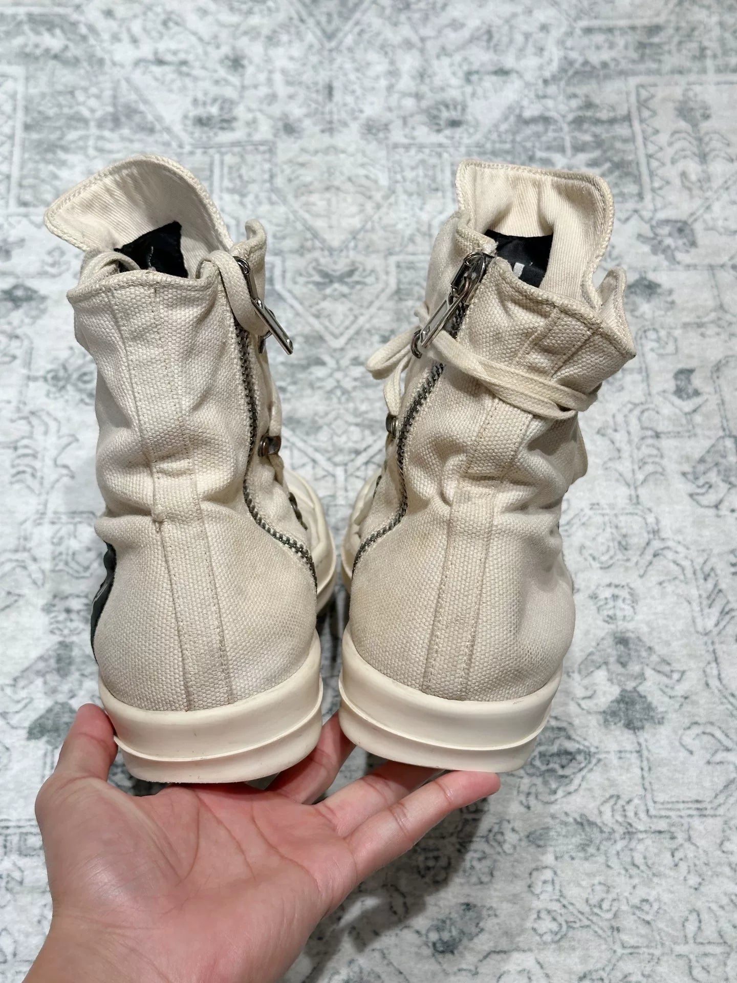 Rick Owens Canvas High-Top Sneakers