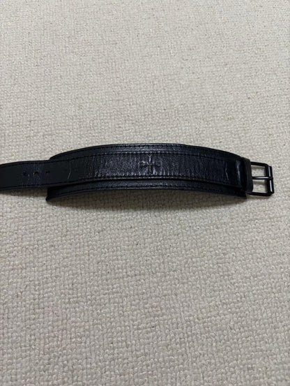 black leather adjustable wristband with logo