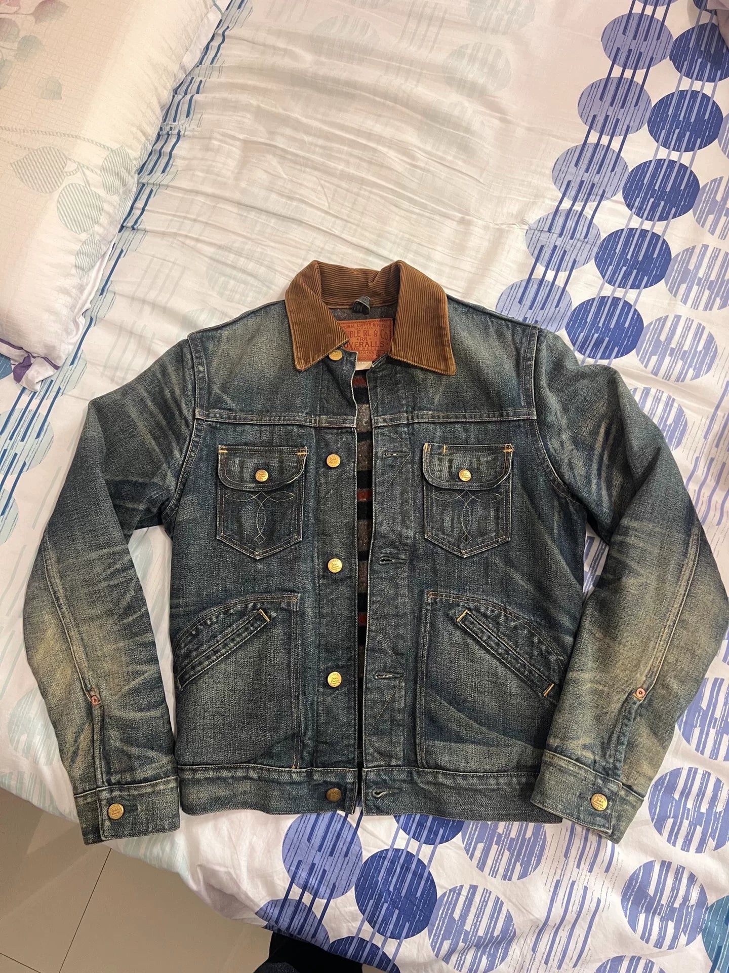 limited edition distressed denim jacket size XS