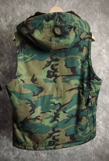 camouflage hooded warm vest
