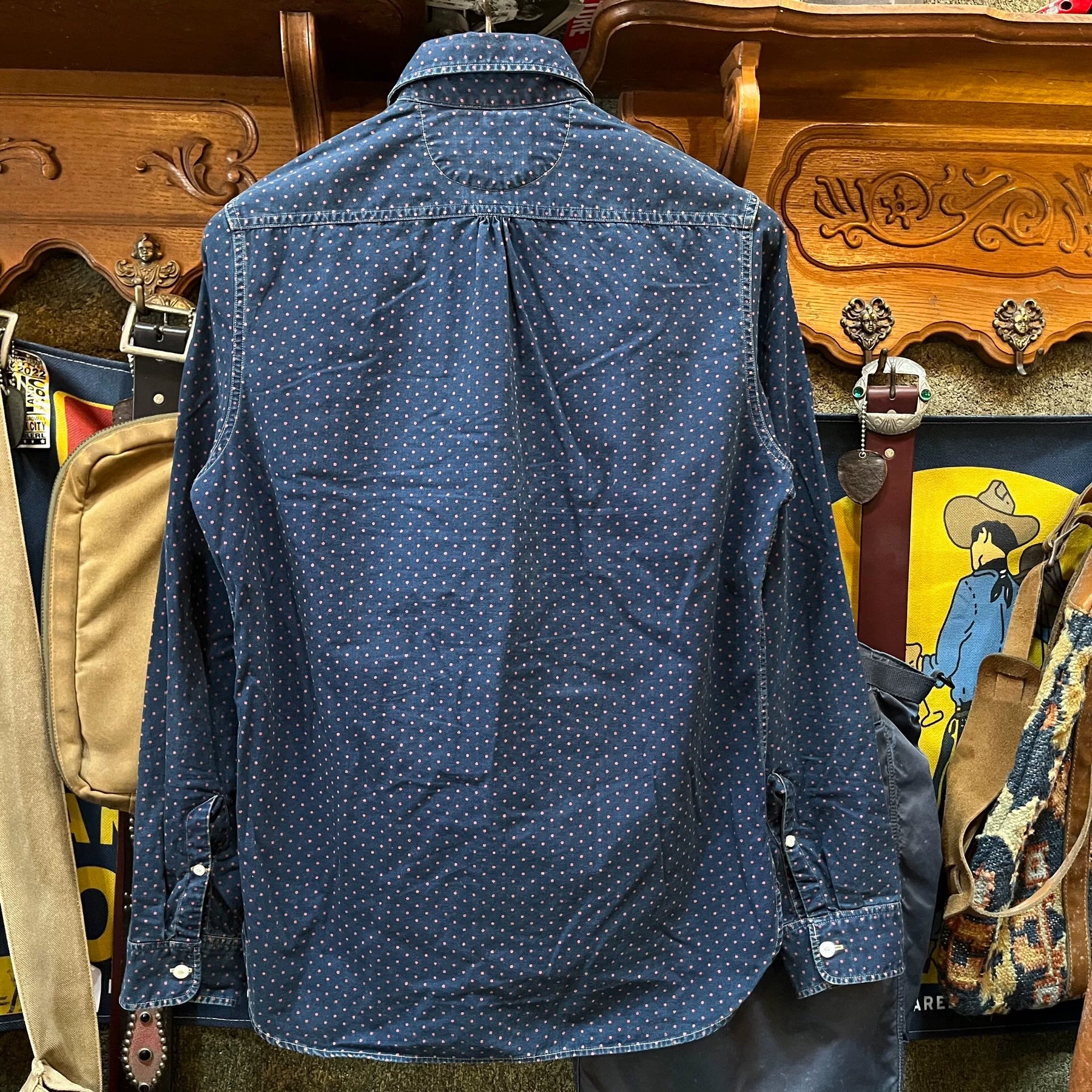 RRL Indigo Polka Dot Work Shirt