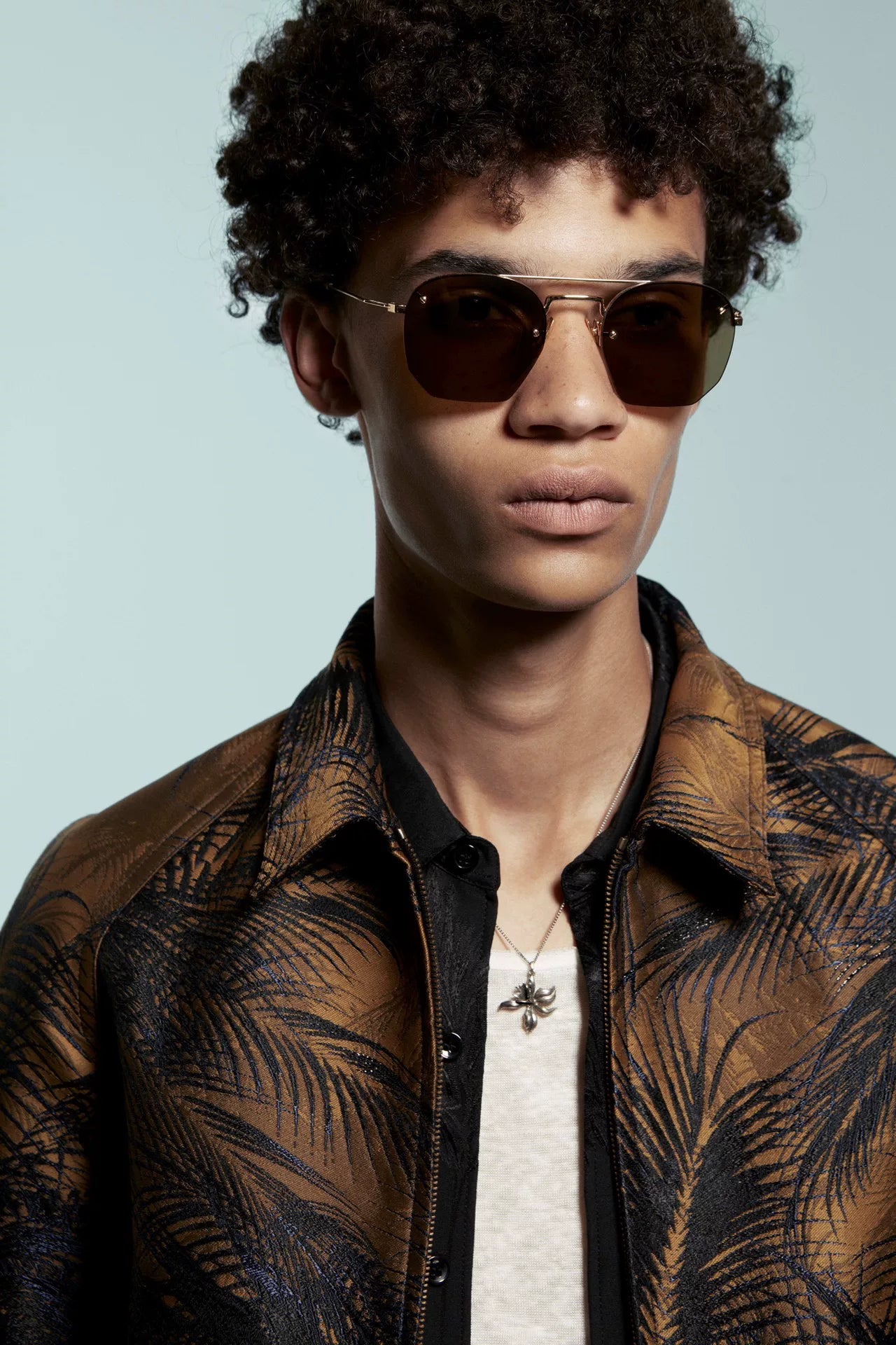 saint laurent palm tree embroidered jacket