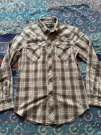 rrl western plaid long sleeve shirt