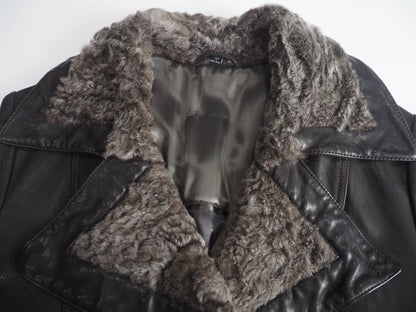 Giorgio Armani Brown Lambskin Double-Breasted Coat