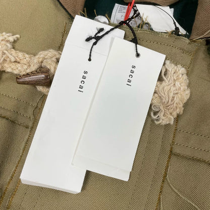 sacai khaki duffle coat with hood