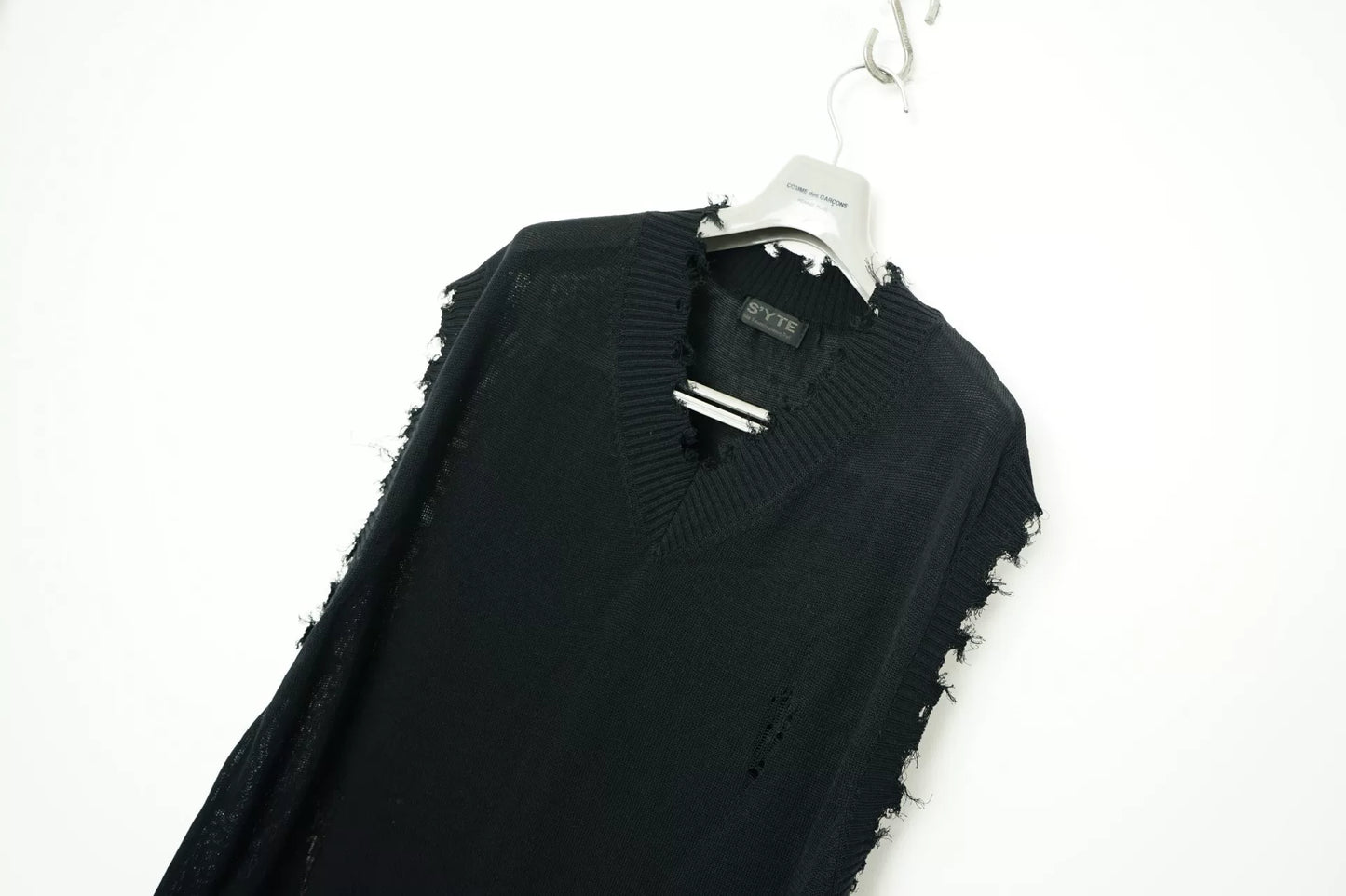 Yohji Yamamoto Loose Distressed V-Neck Knit