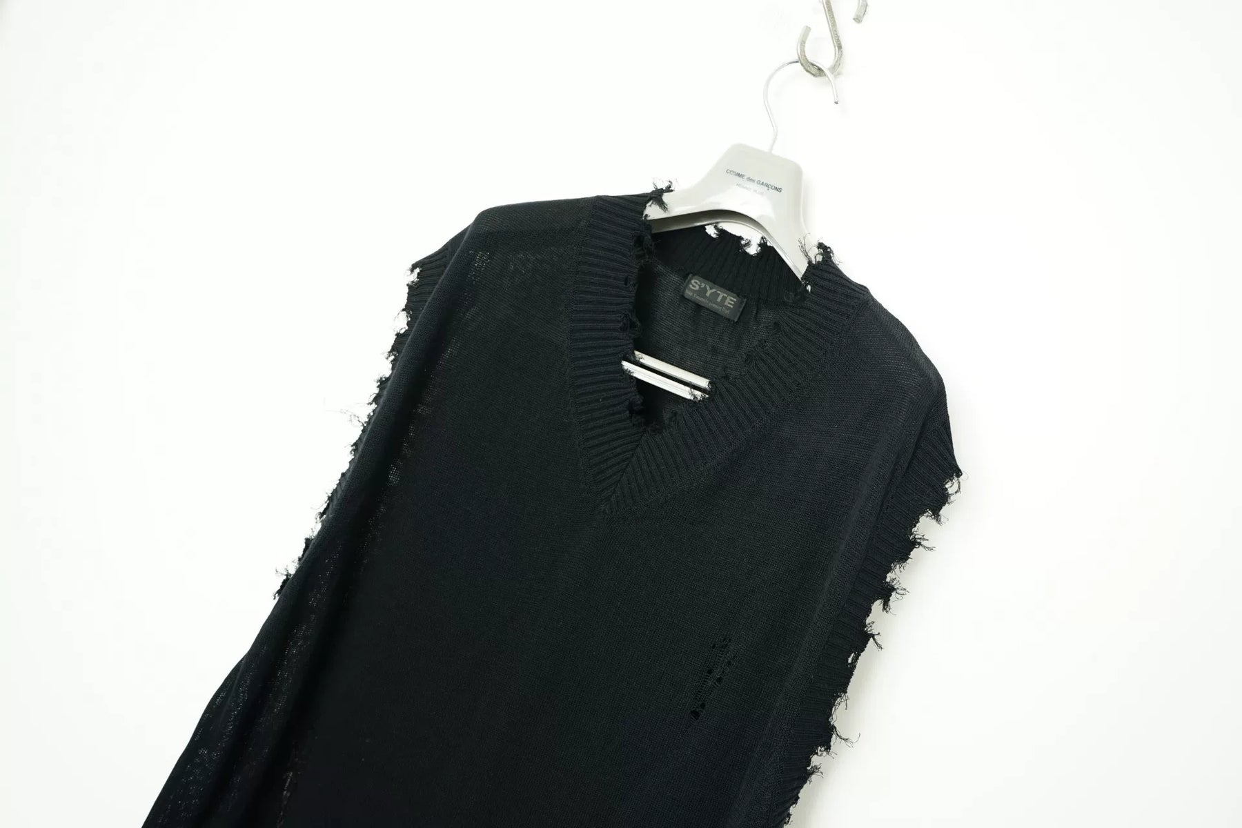 Yohji Yamamoto Loose Distressed V-Neck Knit