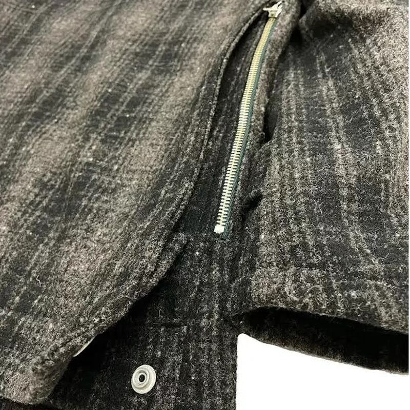 vintage gray plaid wool jacket