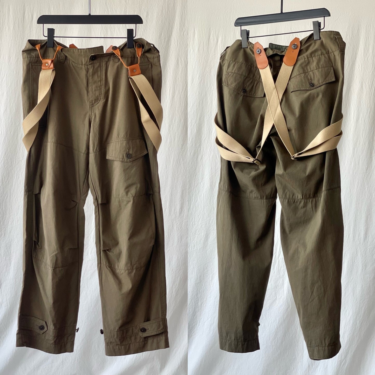 Y's Yamamoto Green Work Pants with Suspenders
