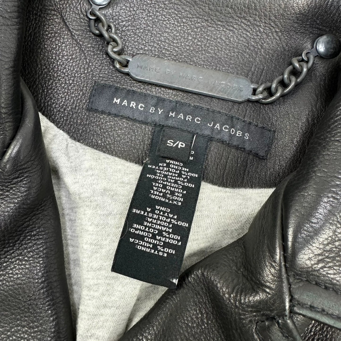 black leather biker jacket by marc jacobs