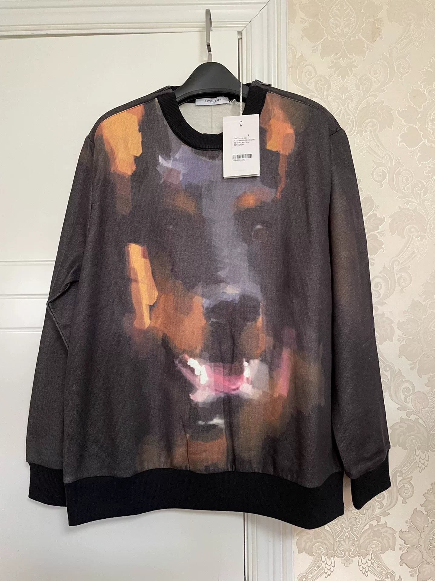 givenchy dog print fleece sweatshirt large