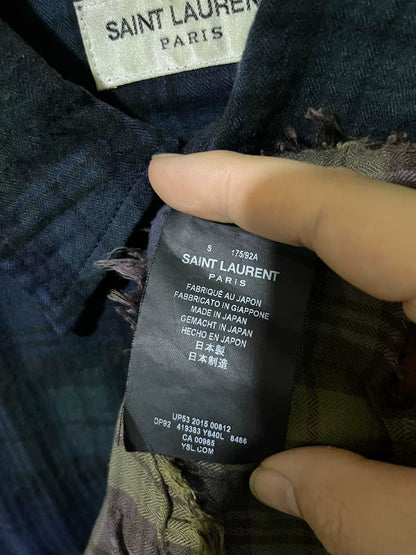 Saint Laurent Paris Blue Gradient Plaid Shirt