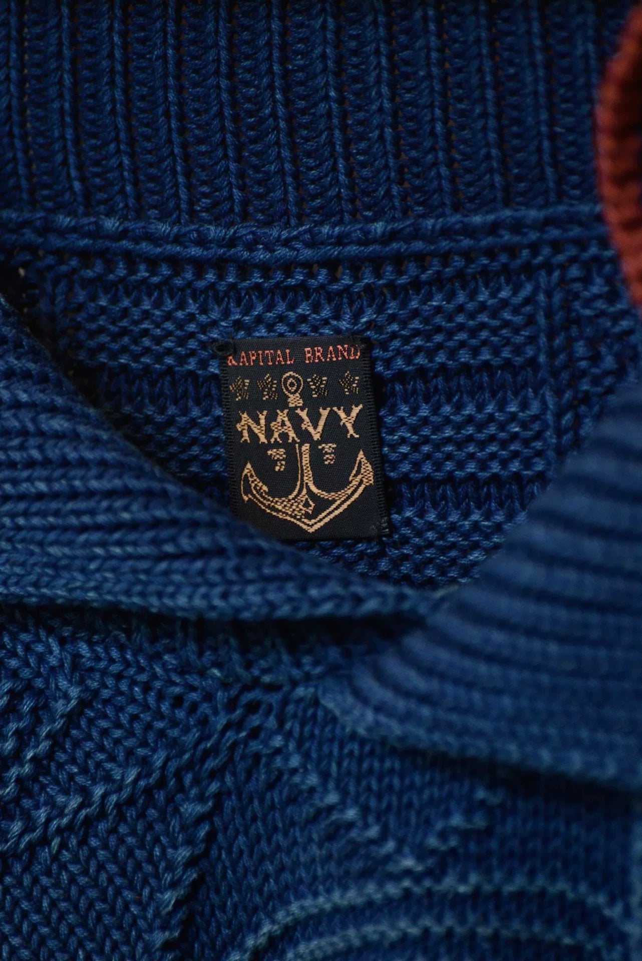Kapital Indigo Knit Sweater Two-Way Collar