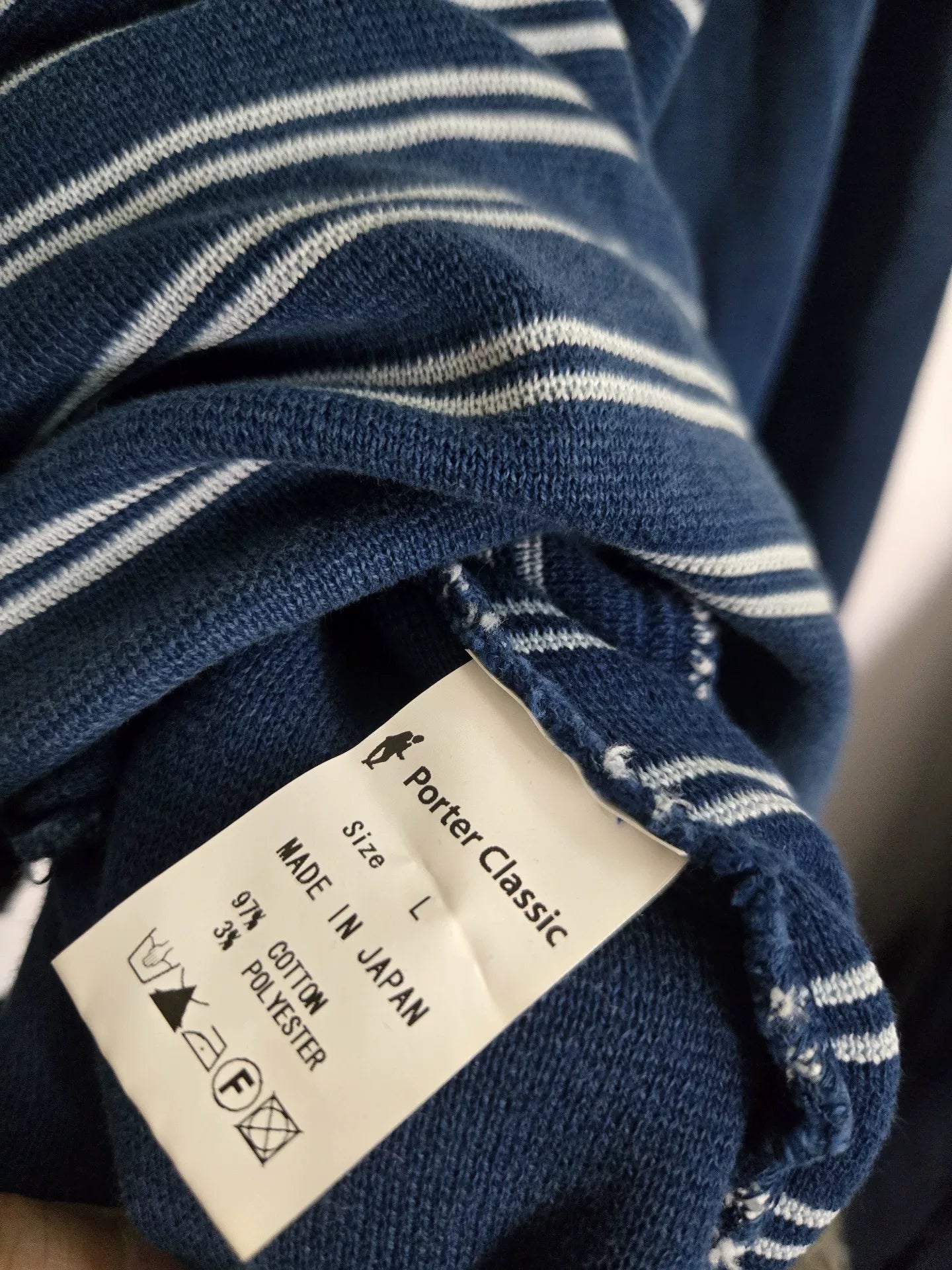 Porter Classic Indigo Knit Stripe Cardigan