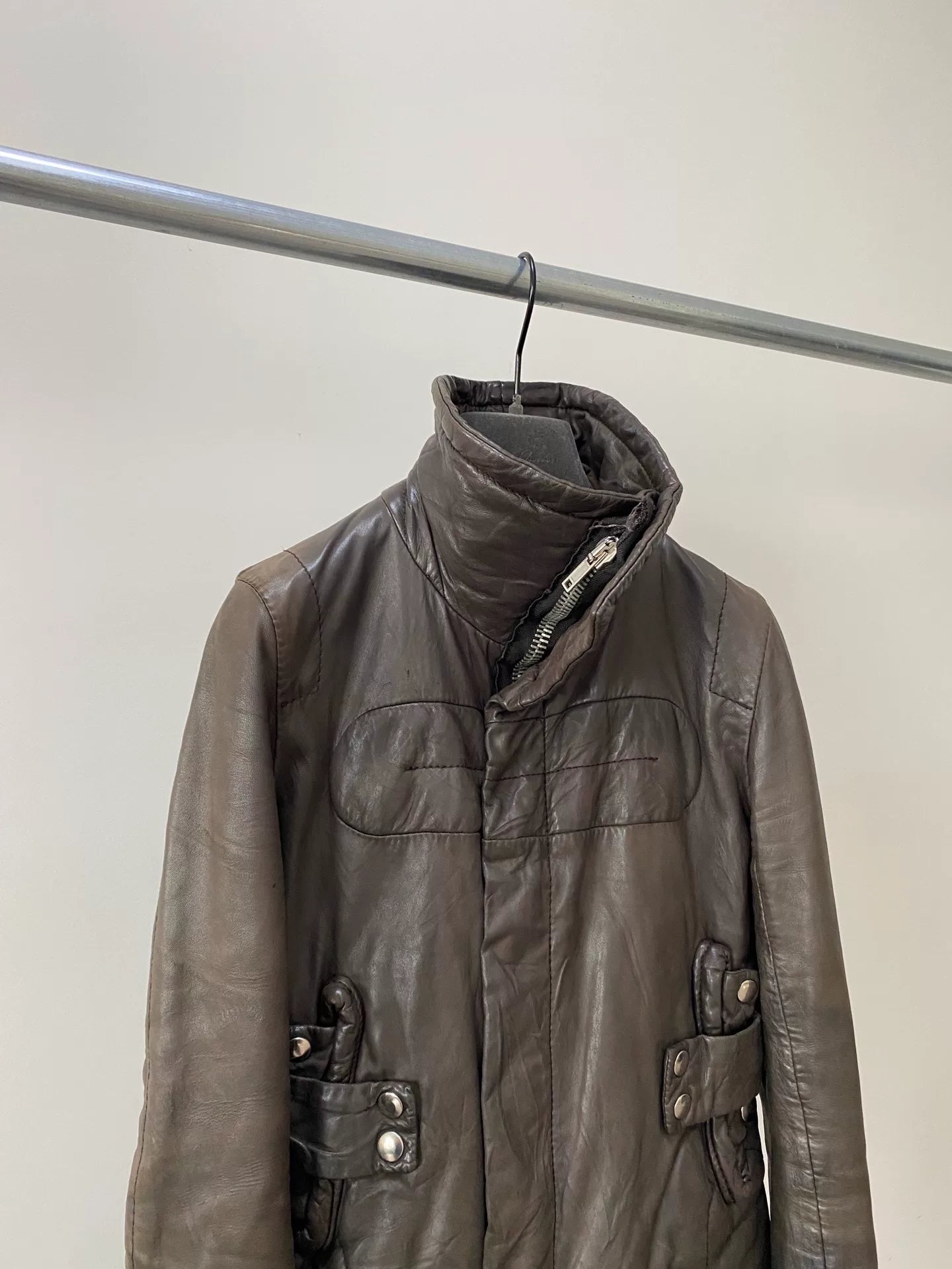 Rick Owens 2003 Fall Stand Collar Leather Jacket