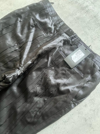 Saint Laurent Pleated Silk Black Trousers