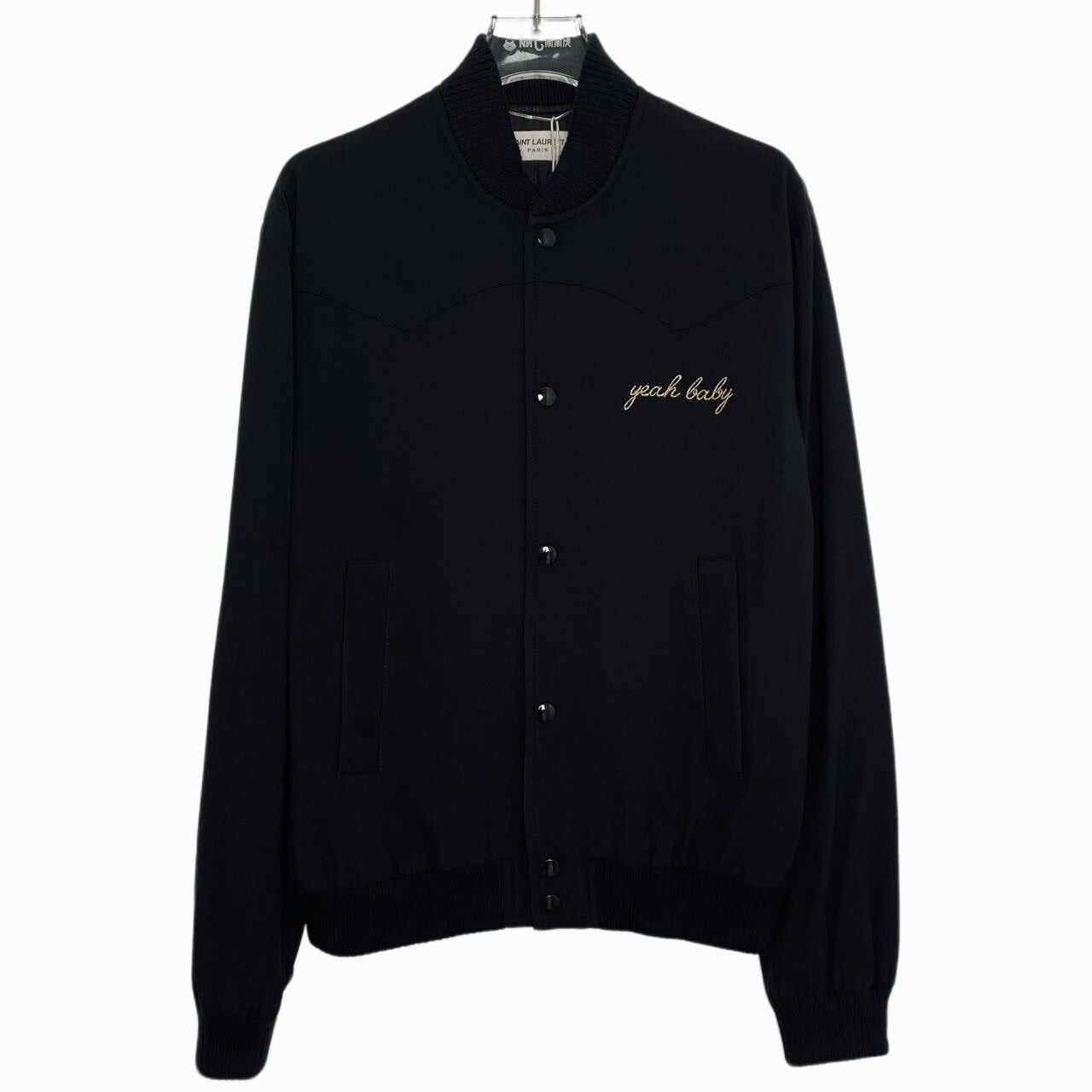 Saint Laurent Black Embroidered Bomber Jacket