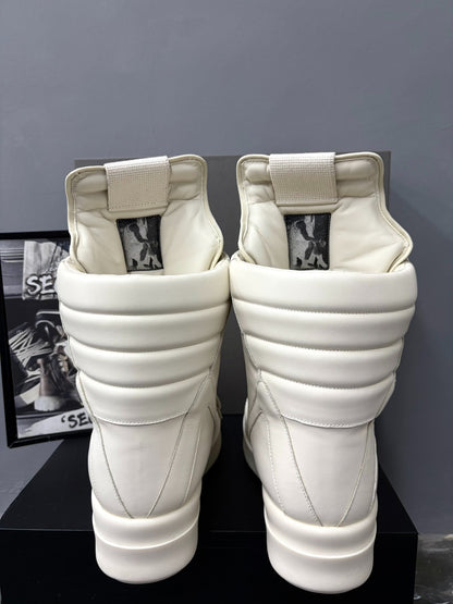 Rick Owens Mega Show Milk White Geobasket Boots