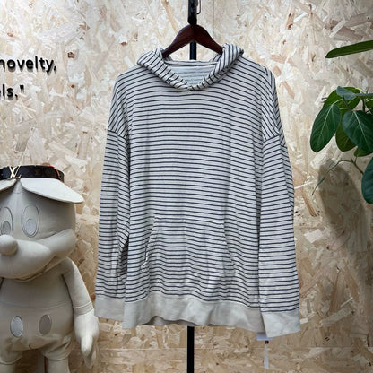 visvim black and white striped hoodie sweatshirt