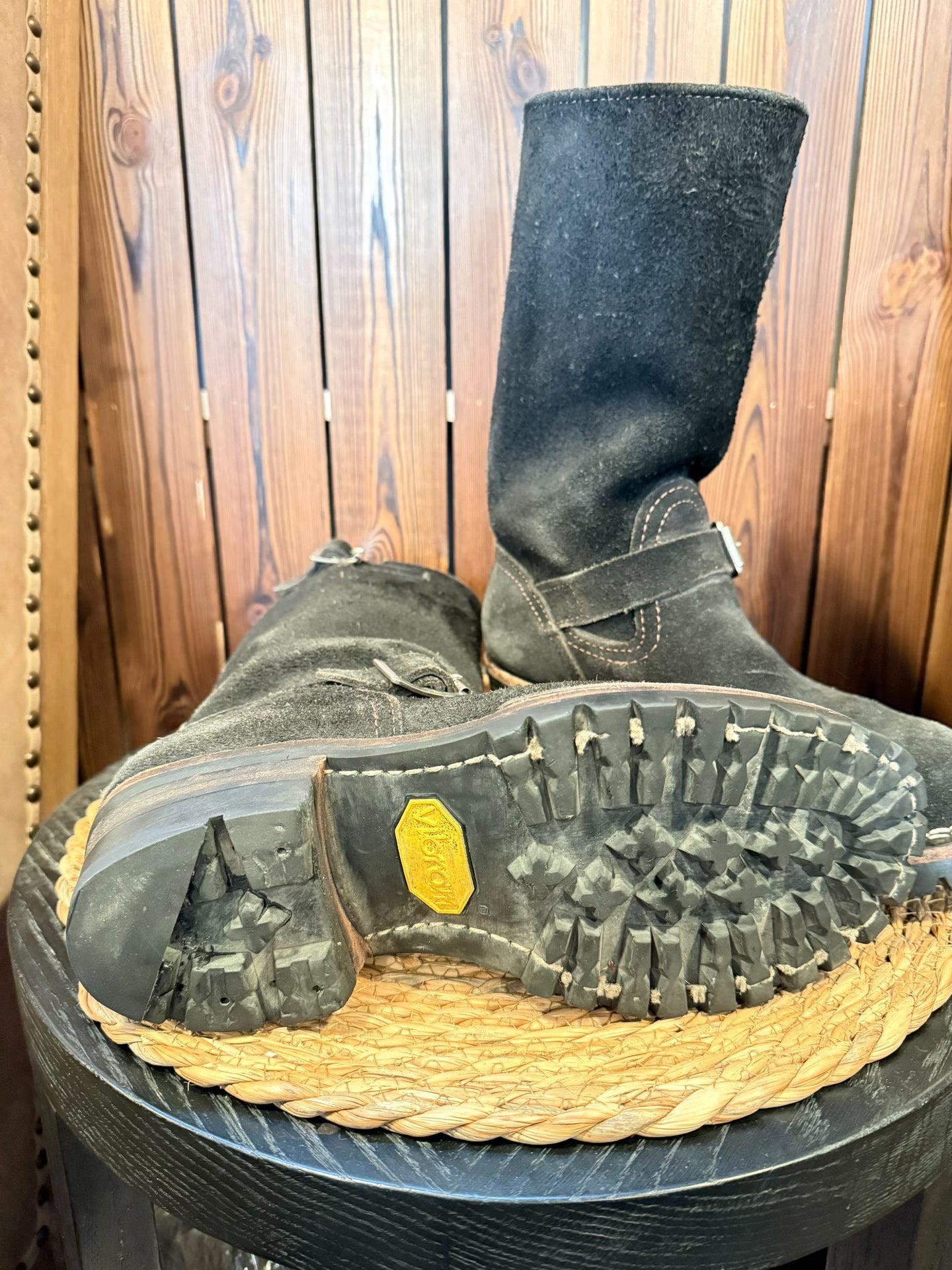 Wesco Boss 10" Black Suede Engineer Boots