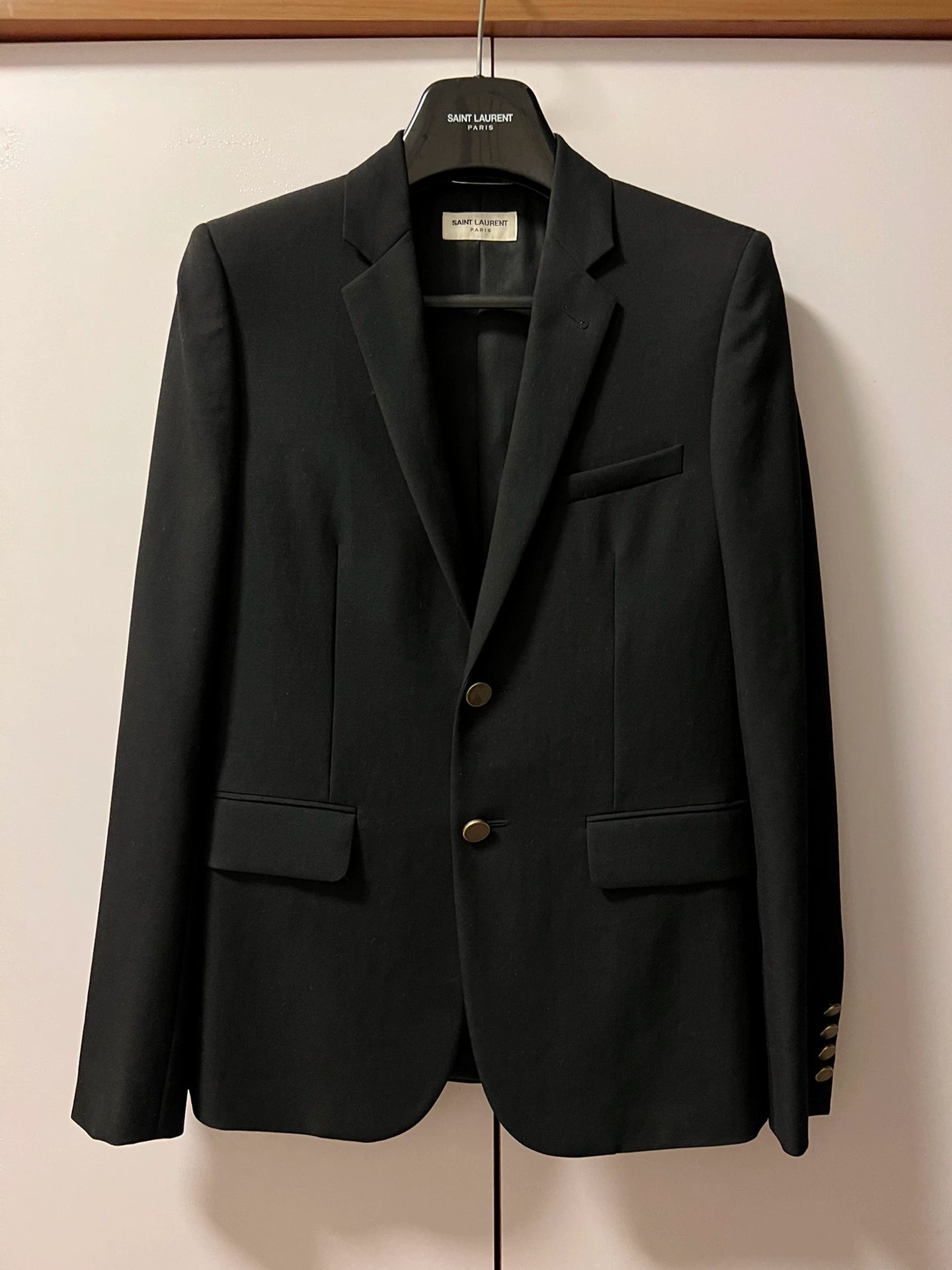 Saint Laurent Black Gold Button Blazer