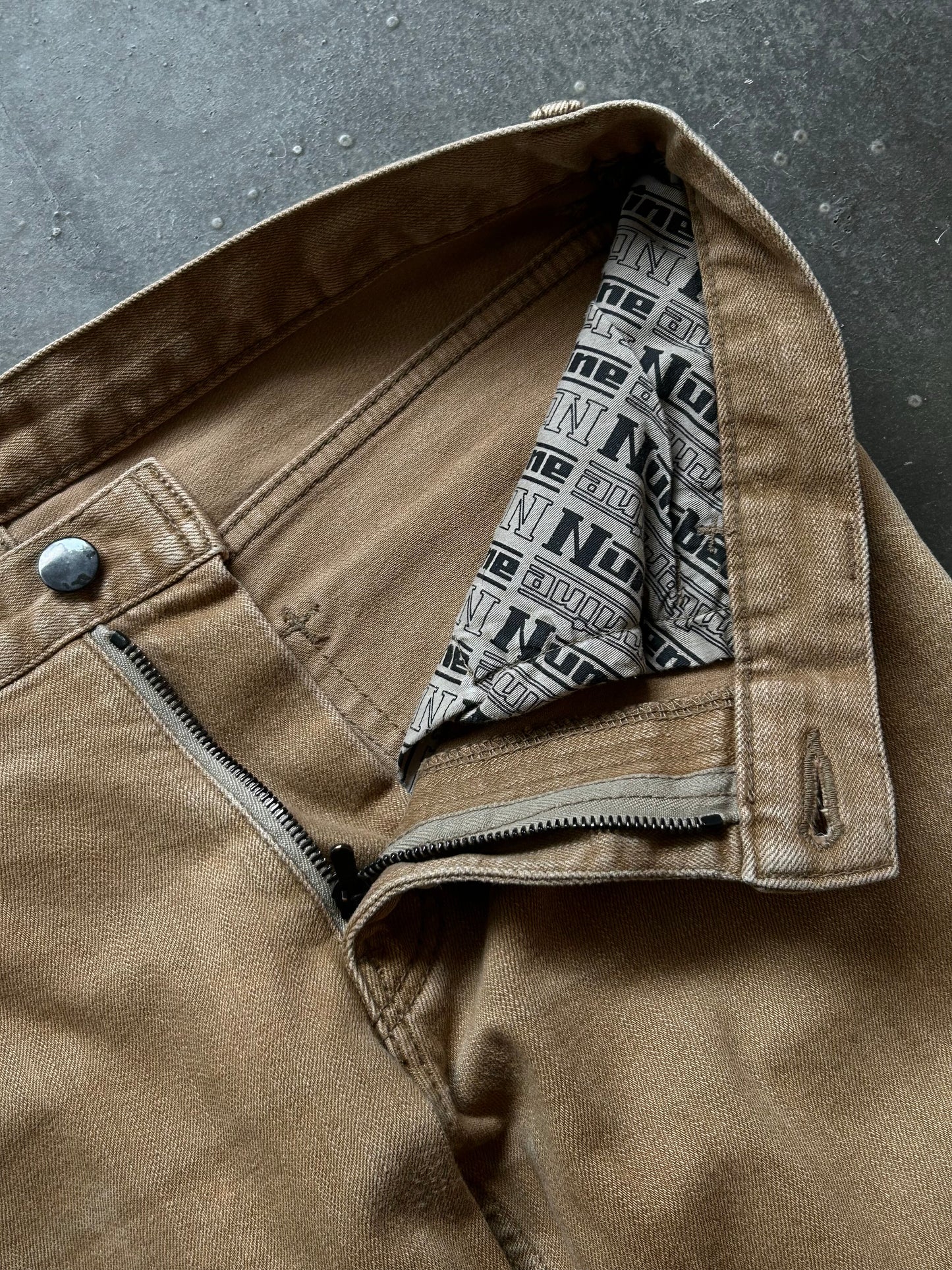 number nine skinny jeans in beige color