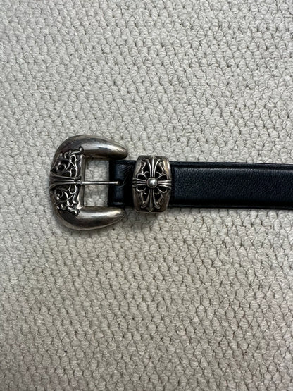 Chrome Hearts 3pc Vine Carving Silver Buckle Belt