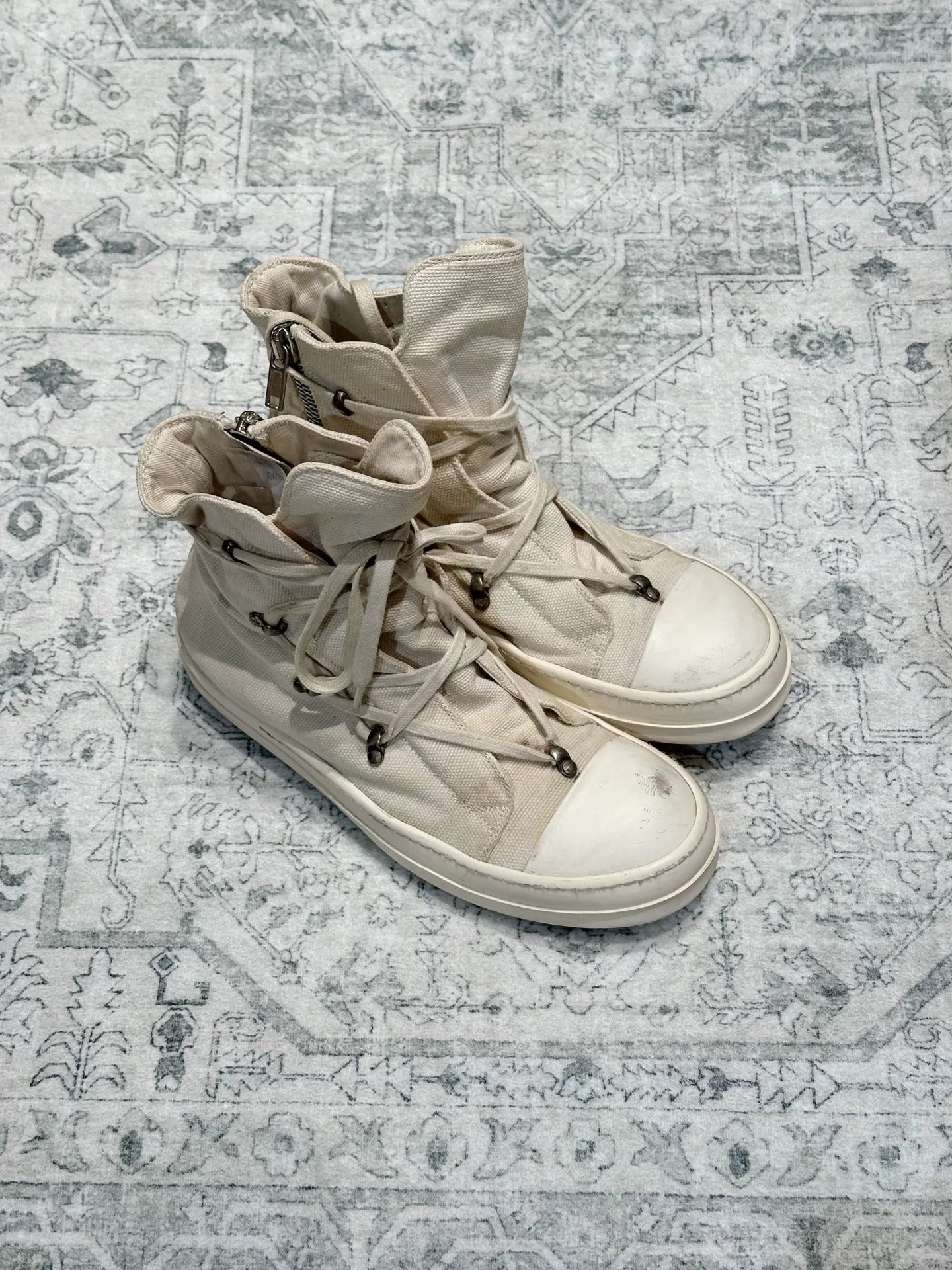 Rick Owens Canvas High-Top Sneakers