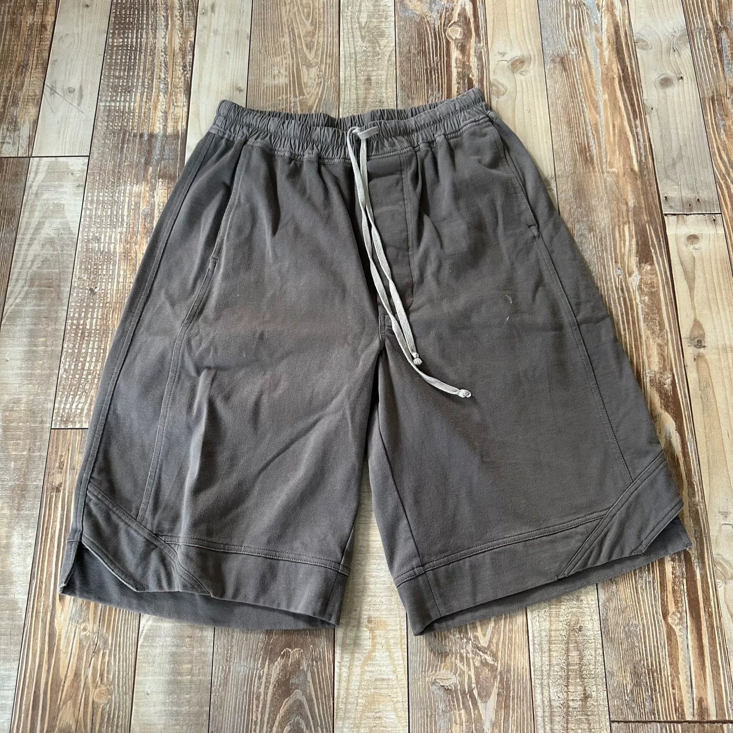 Rick Owens Gray Drop-Crotch Shorts