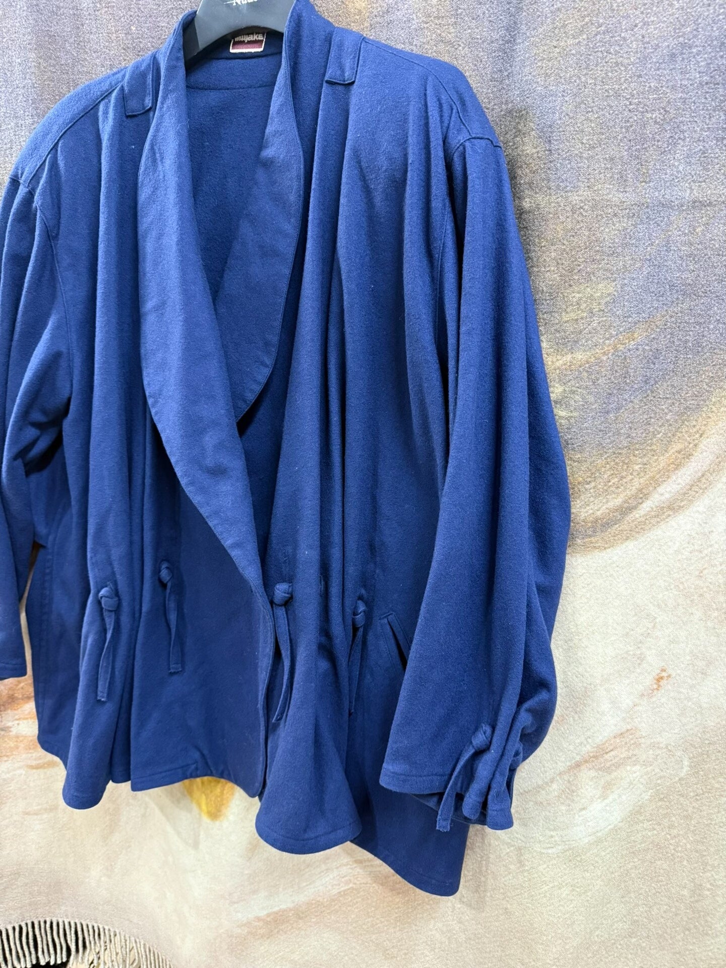 issey miyake pleated drawstring wool coat