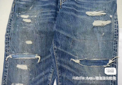 Visvim Dry4 Distressed Blue Denim