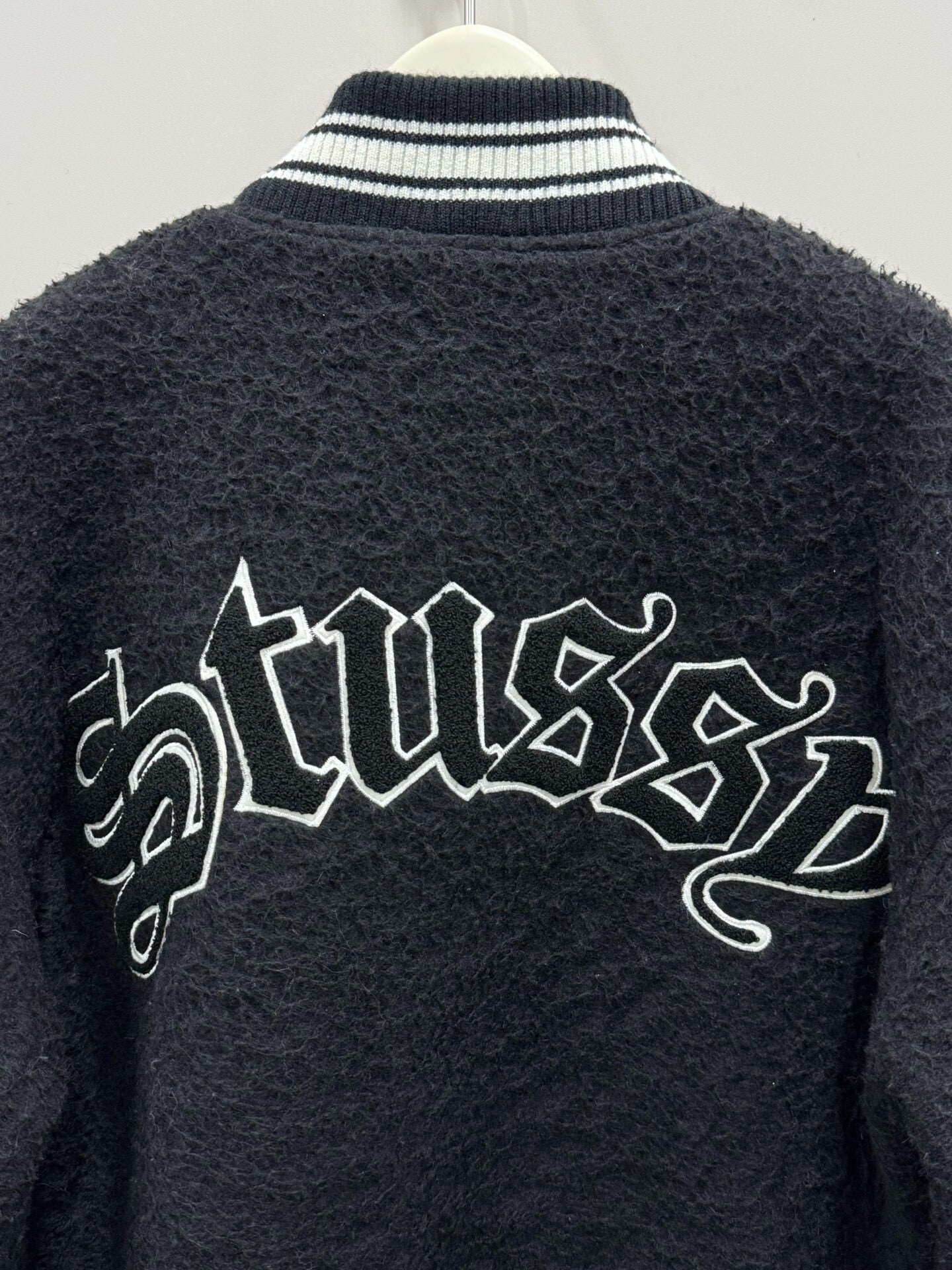 stussy wool embroidered bomber jacket size L
