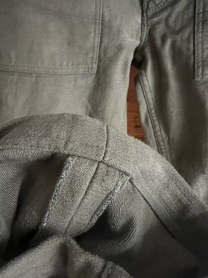 green cargo work pants with thick fabric