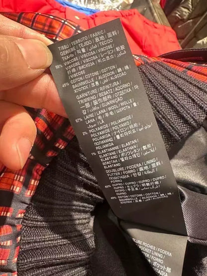 Saint Laurent Red Black Plaid Satin Jacket