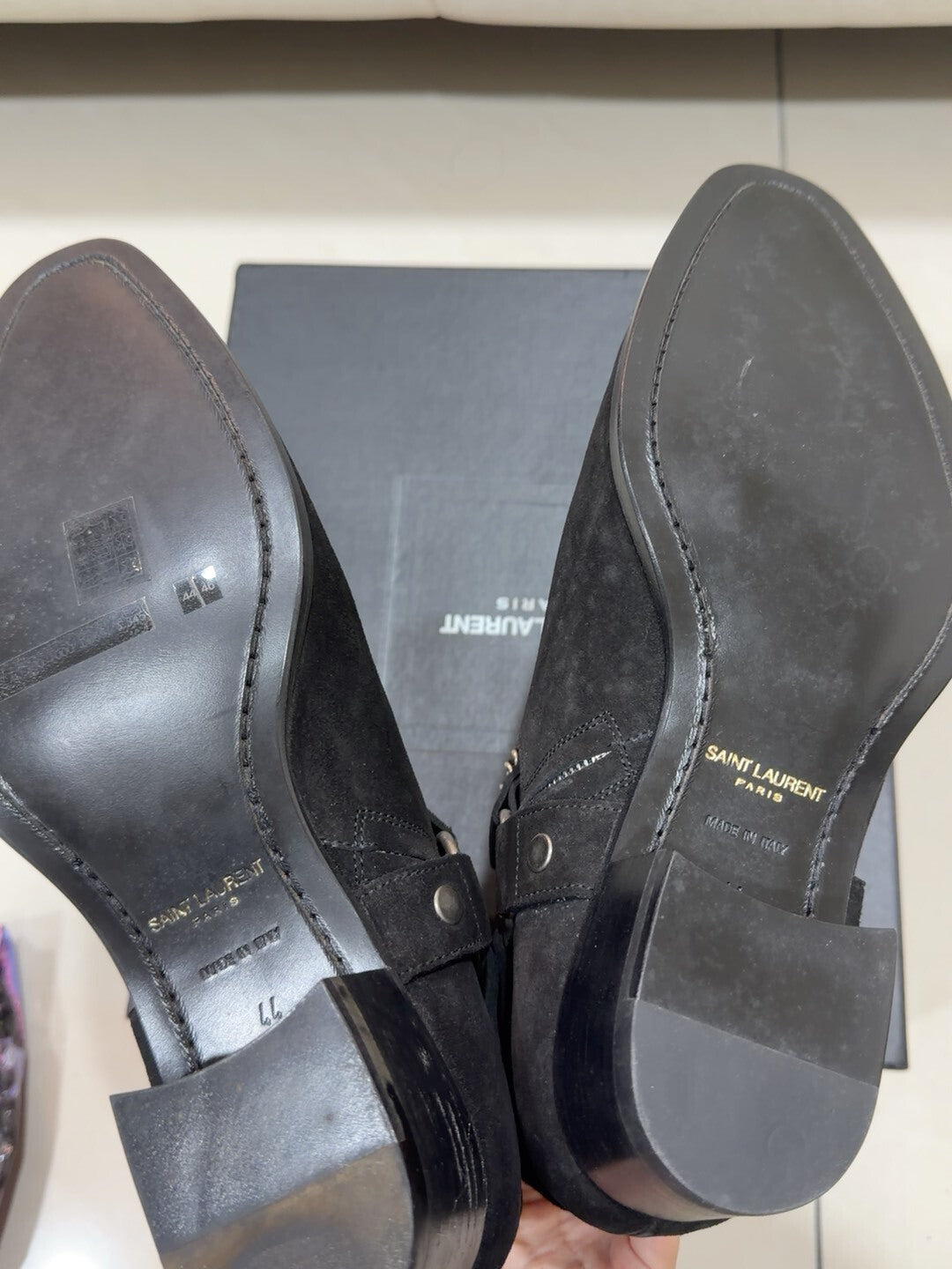 Saint Laurent Black Chain Chelsea Boots