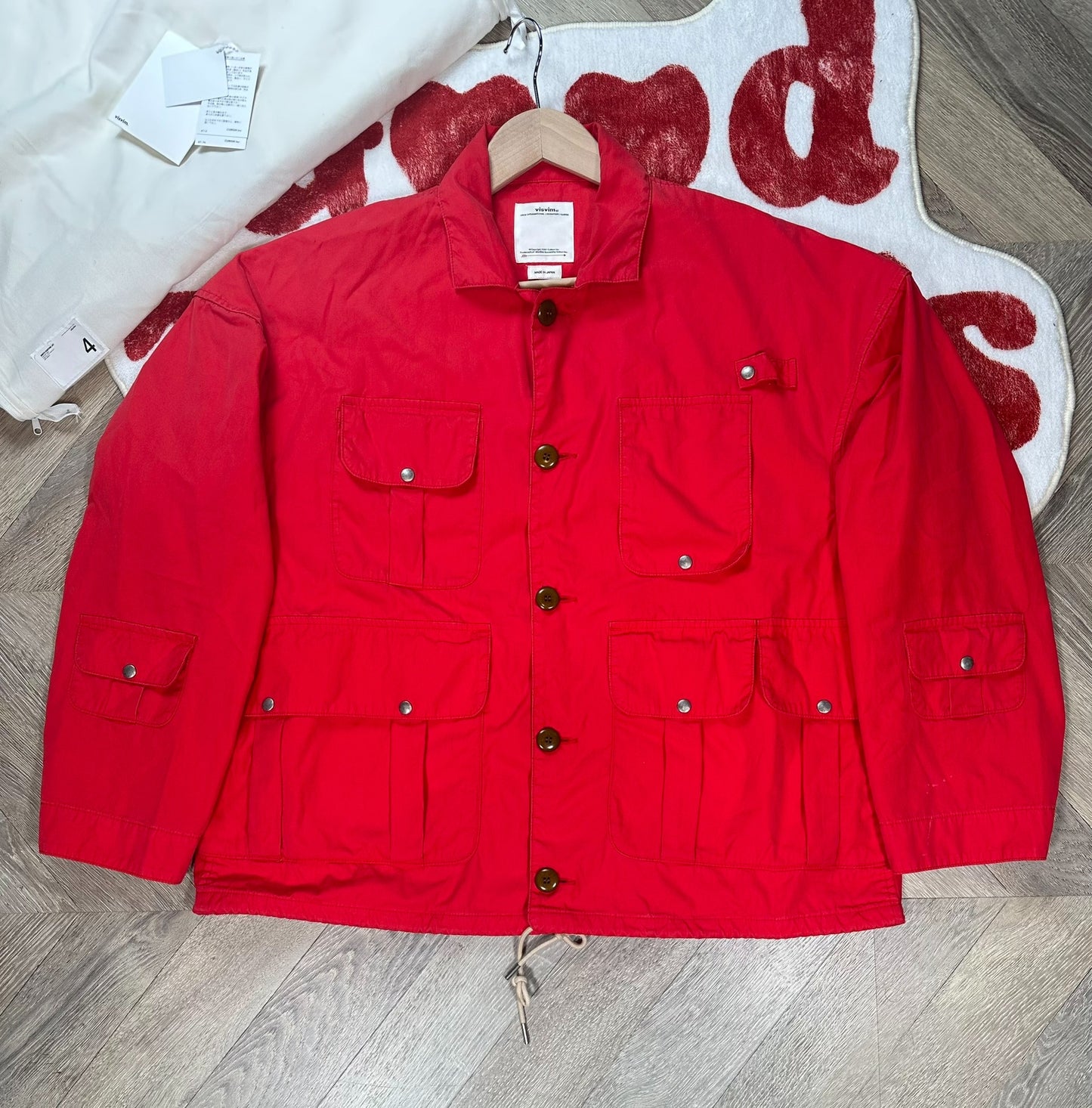 visvim minto hunting jacket in watermelon red