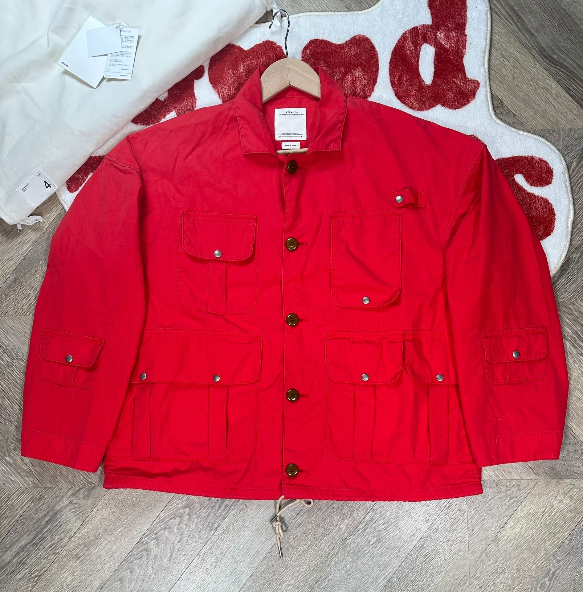 visvim minto hunting jacket in watermelon red