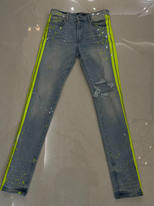 Amiri Neon Distressed Denim Jeans