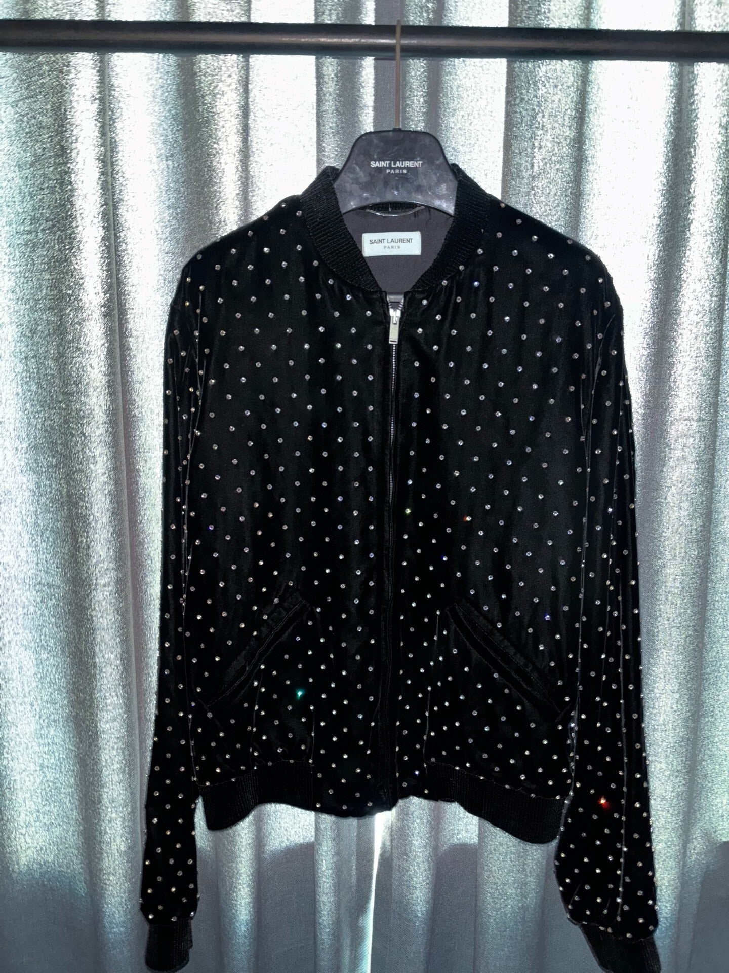 black velvet embellished bomber jacket