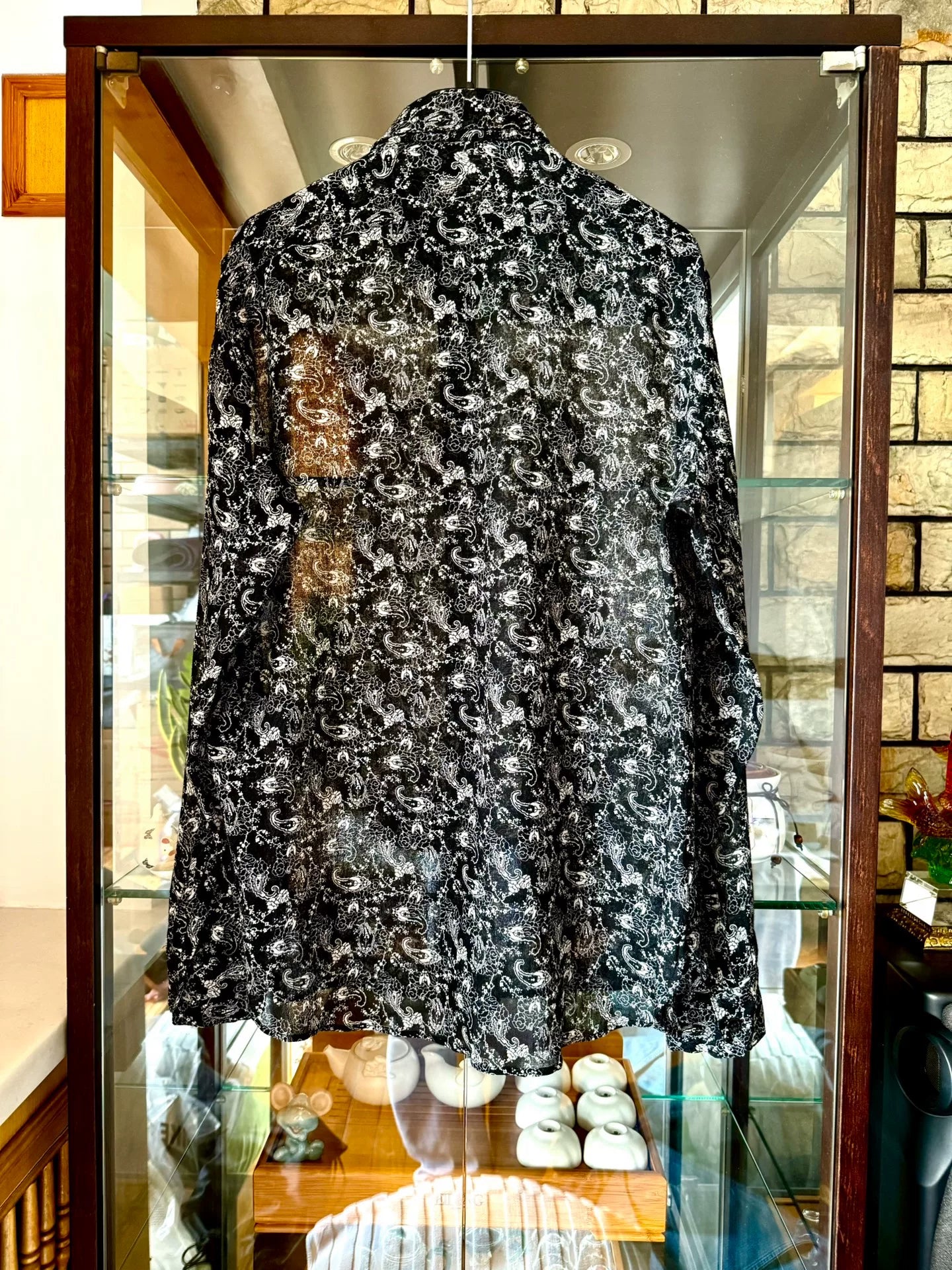 saint laurent black and white paisley shirt