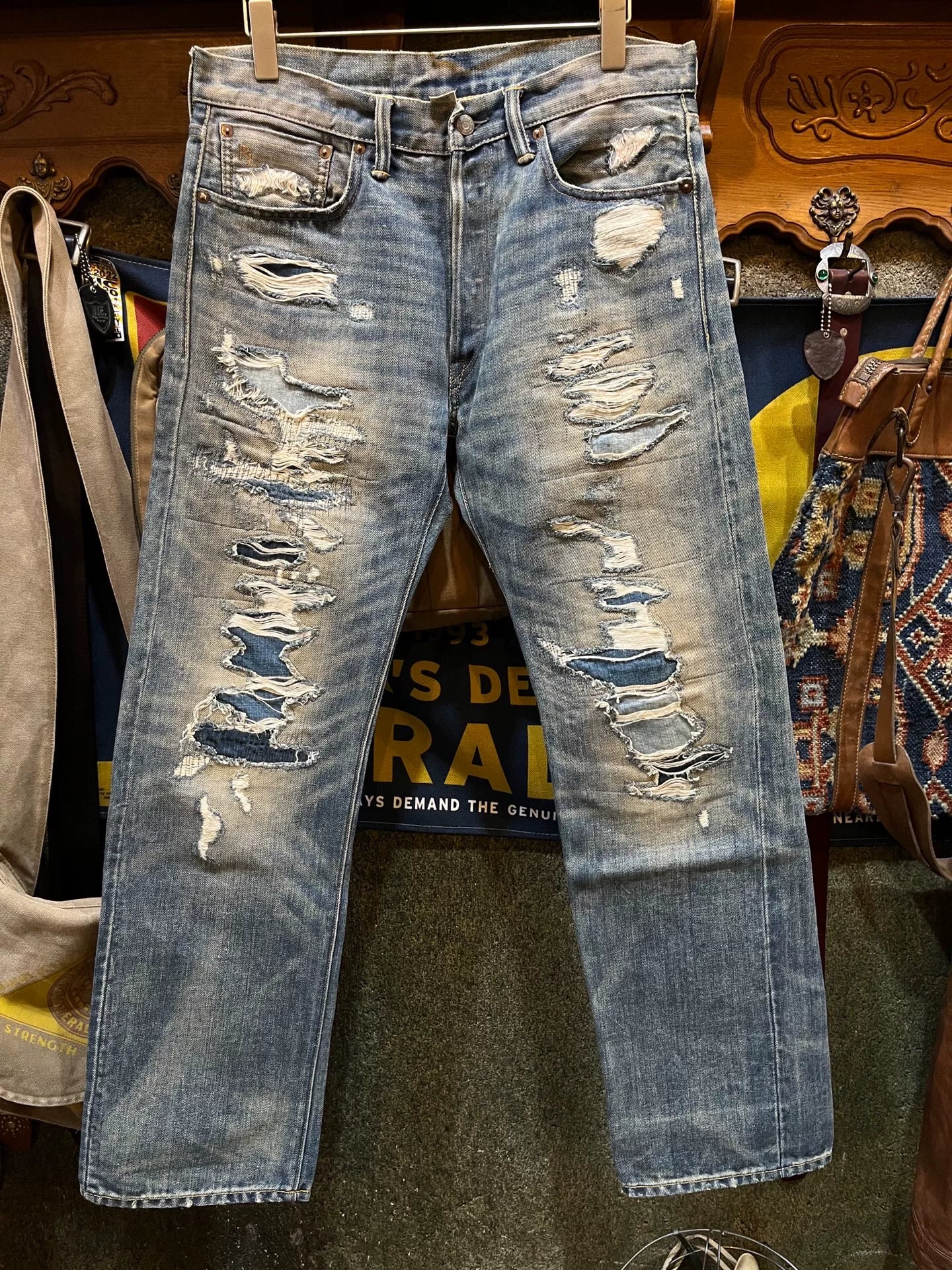 distressed denim jeans from double rl polo