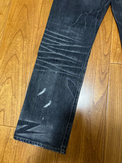 neighborhood lightning washed distressed denim pants