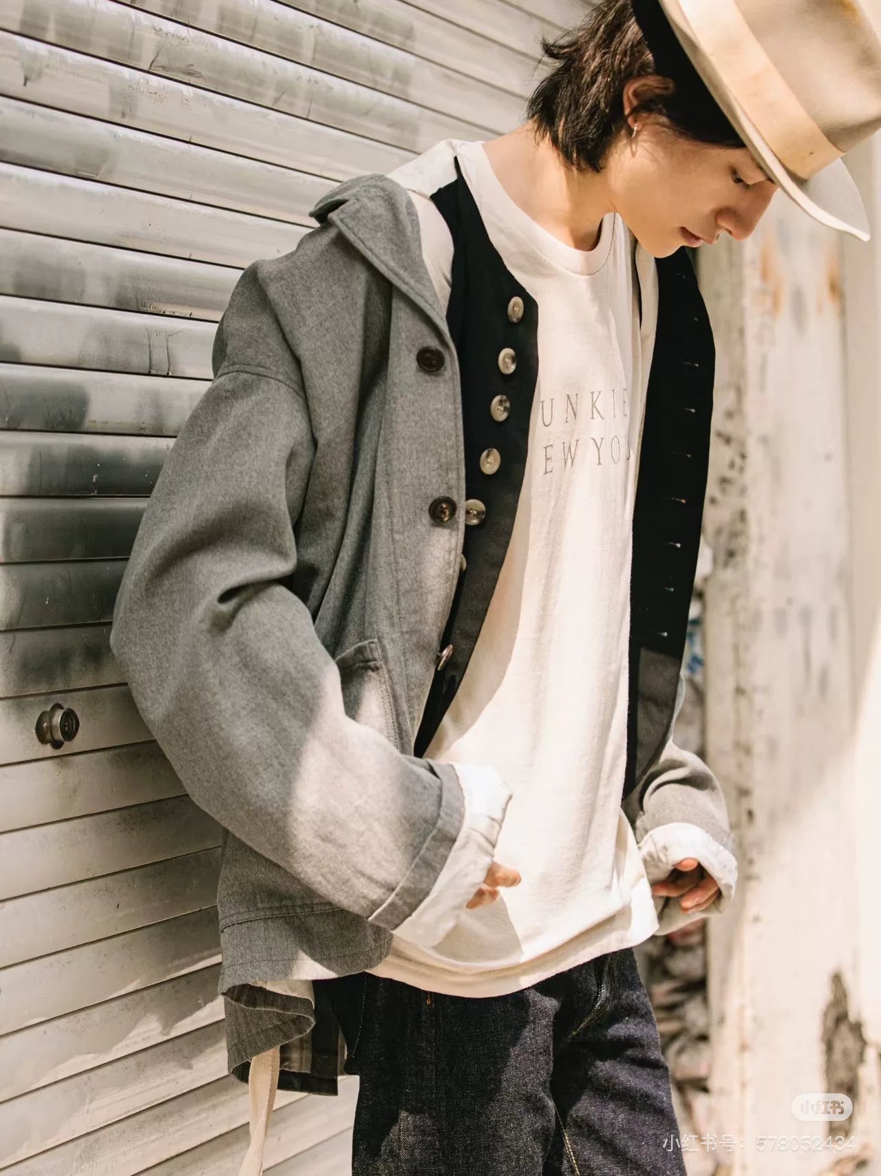 visvim sower jacket in gray wool blend