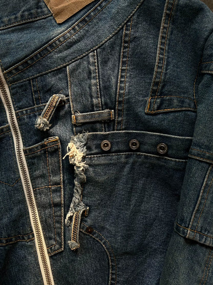 unique asymmetric denim jacket by nozomi ishiguro