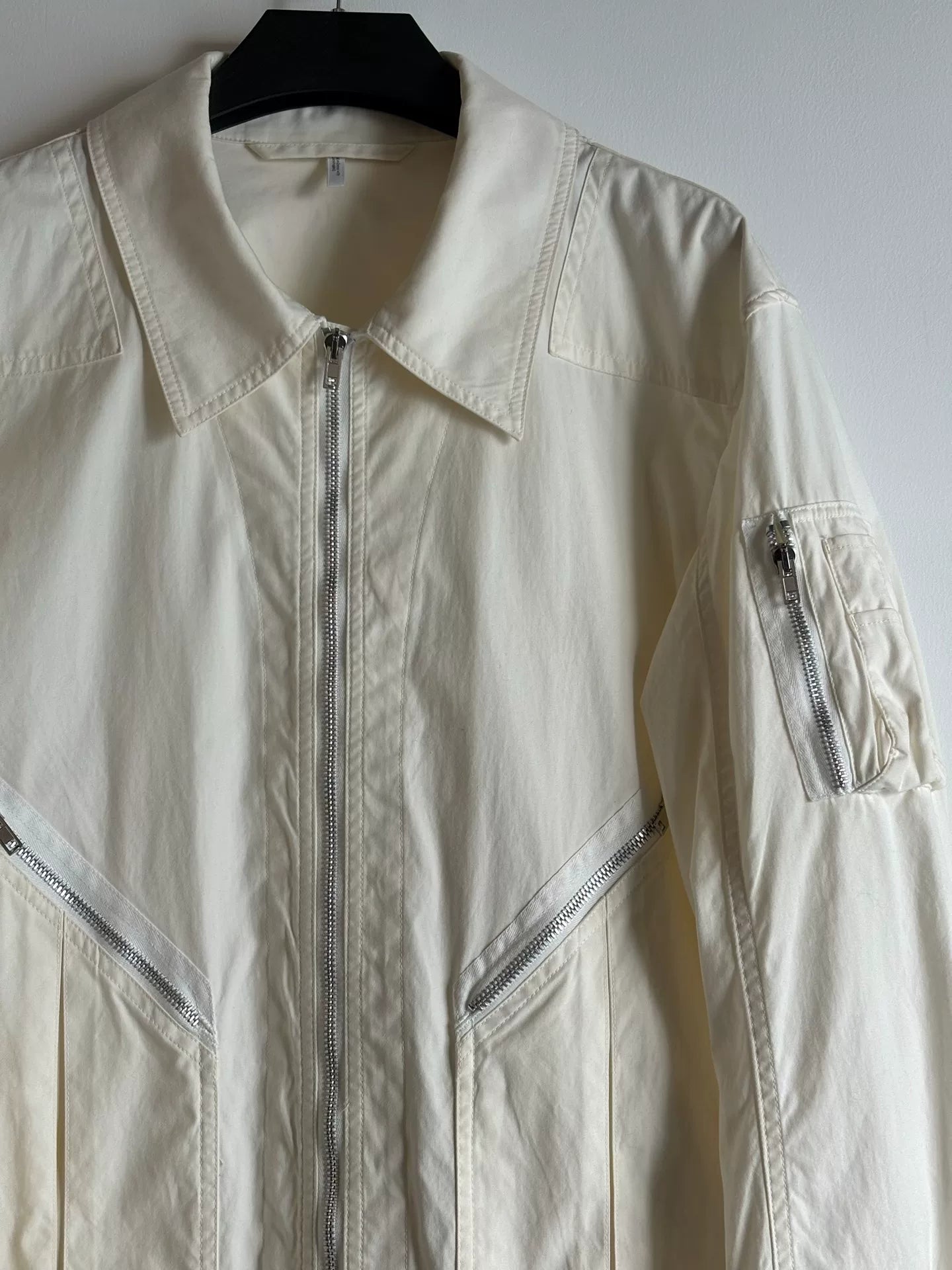 helmut lang short zip jacket in cream